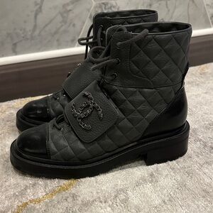 Gray & Black Chanel Boots